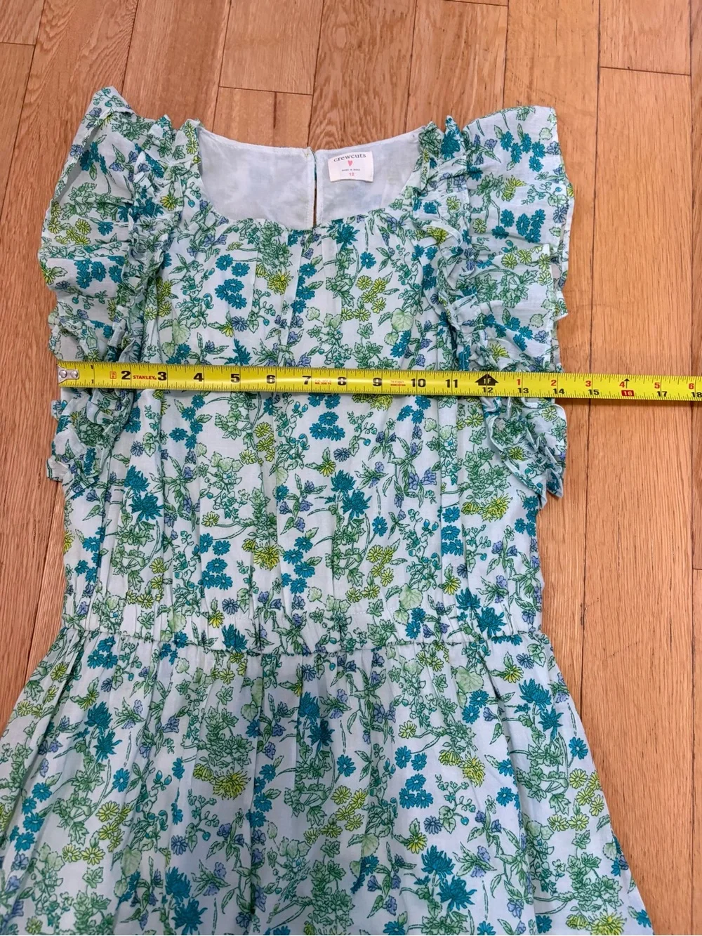 Crewcuts J.Crew Girls Size 12 Cotton Floral Tiered Ruffle Sleeve Boho Mini